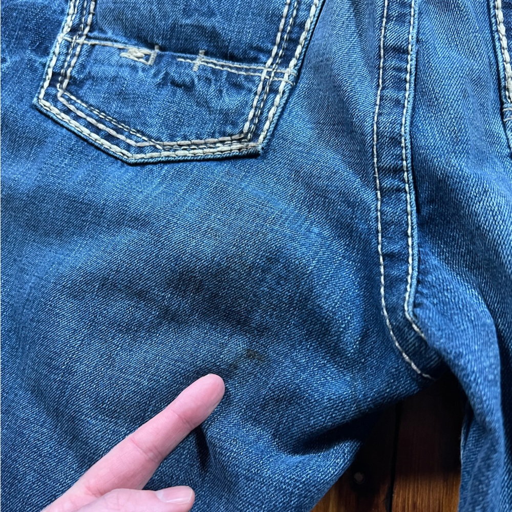 Ariat Jeans Men’s 34x32 M4 Bootcut Relaxed Western Rodeo Work Distressed Stained - Picture 9 of 11